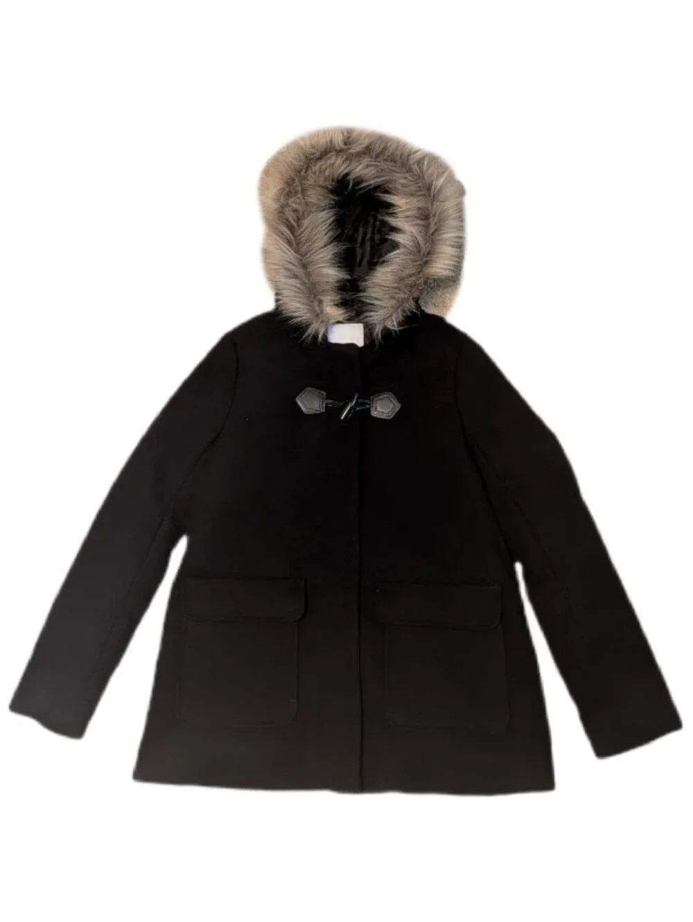 Falls Creek Girls Black Hooded Peacoat L (10/12)